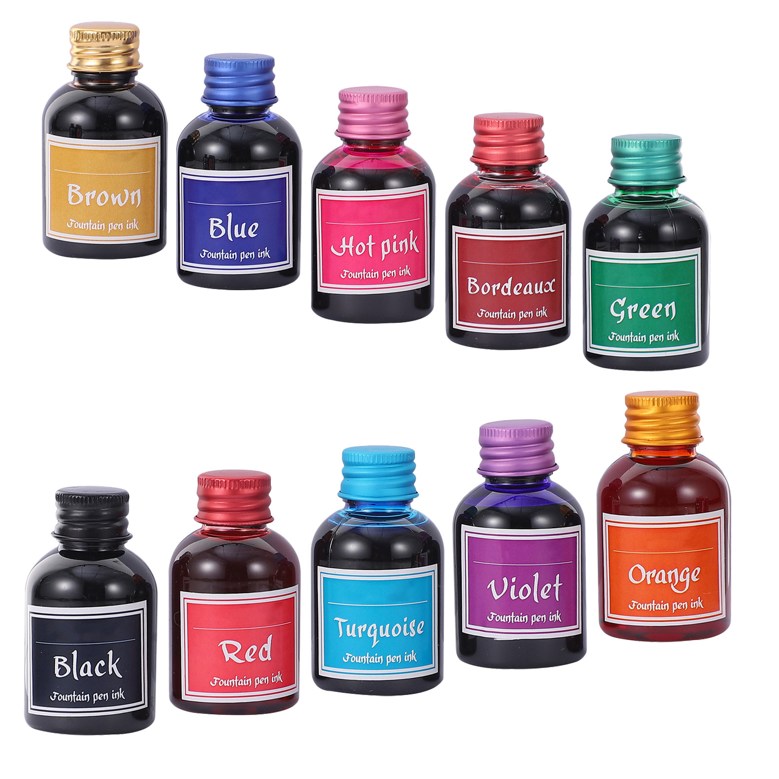 مجموعة من 10 زجاجات حبر خط سري - مراجعة Fountain Pen Bottled Ink وسعره