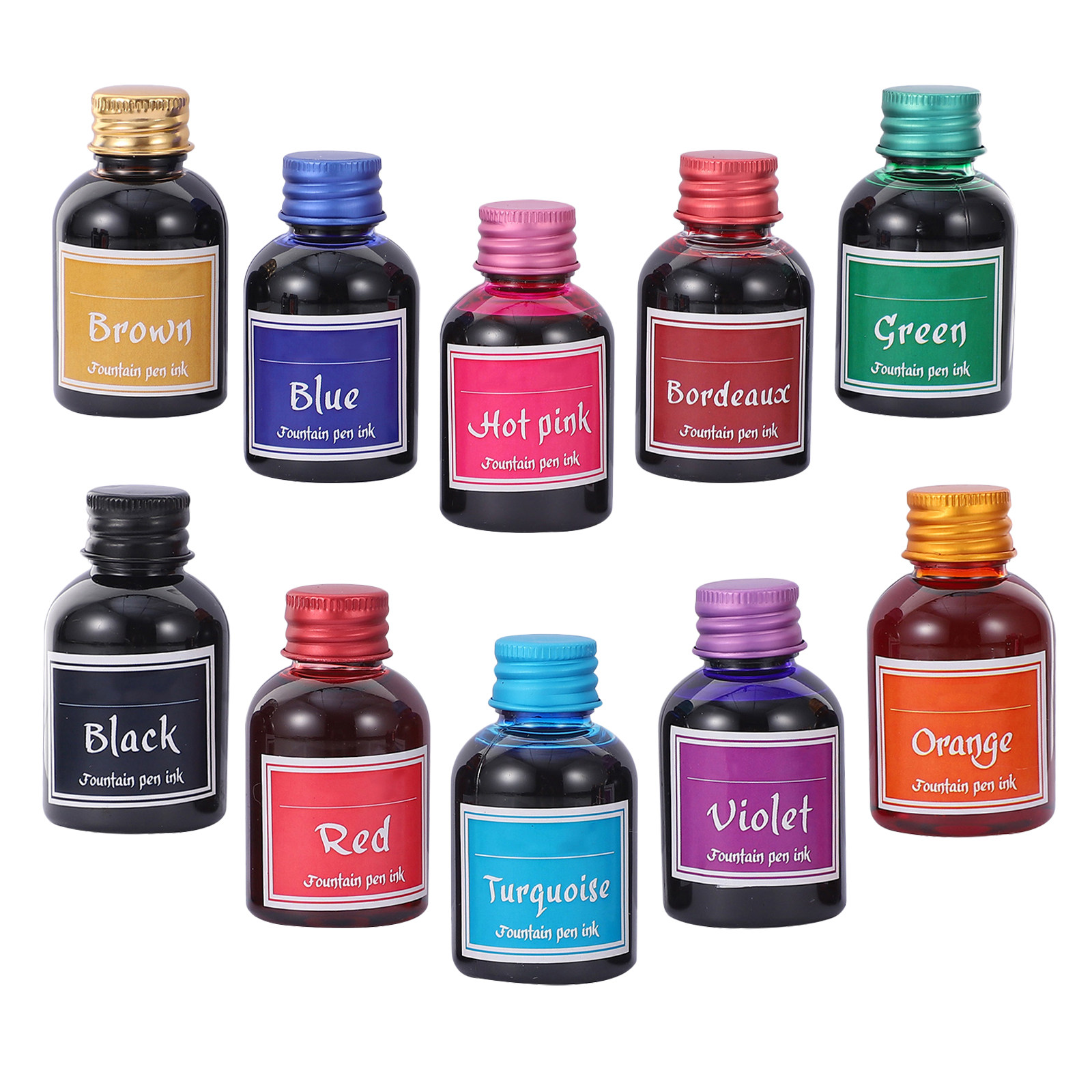 مجموعة من 10 زجاجات حبر خط سري - مراجعة Fountain Pen Bottled Ink وسعره